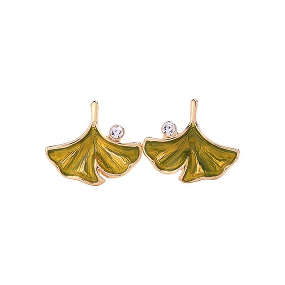 Anthropologie Enamel Ginkgo Studs Earrings - Picture 5 of 5